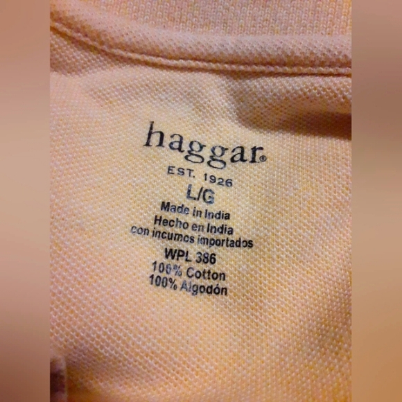 Haggar Men's Stripe Polo Shirt Mid Button Yello Stripe Size Large - Picture 6 of 6